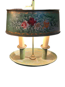Antique French Tole Painted Bouillotte Mottahedeh Lamp - Vintage AnthropologyVintage Anthropology