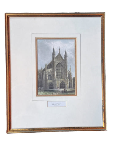 Vintage Lithographic Print Winchester Cathedral - Vintage AnthropologyVintage Anthropology