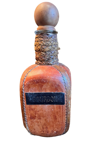 Antique Leather wrapped burboun Decanter Bottle