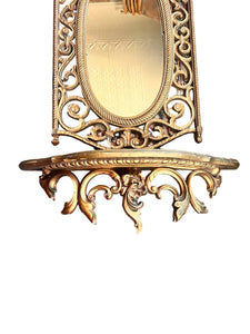 Vintage Gold Framed Wall Mirror with Shelf - Vintage AnthropologyVintage Anthropology