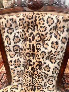 Antique Victorian Eastlake Leopard Print Chair - Vintage AnthropologyVintage Anthropology