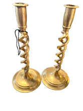 Load image into Gallery viewer, Vintage English Brass Barely Twist Candle Sticks - Vintage AnthropologyVintage Anthropology