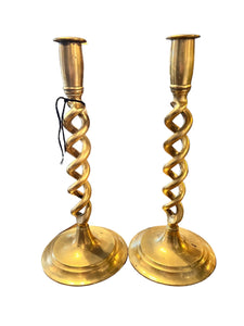 Vintage English Brass Barely Twist Candle Sticks - Vintage AnthropologyVintage Anthropology