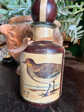 Load image into Gallery viewer, Antique Leather wrapped Bird Decanter Bottle - Vintage AnthropologyVintage Anthropology