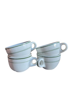 Vintage Set of Restaurant Ware Green and White Cups - Vintage AnthropologyVintage Anthropology