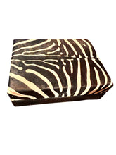 Load image into Gallery viewer, Genuine Zebra Hide Cocktail Ottoman