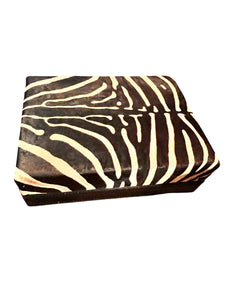 Genuine Zebra Hide Cocktail Ottoman