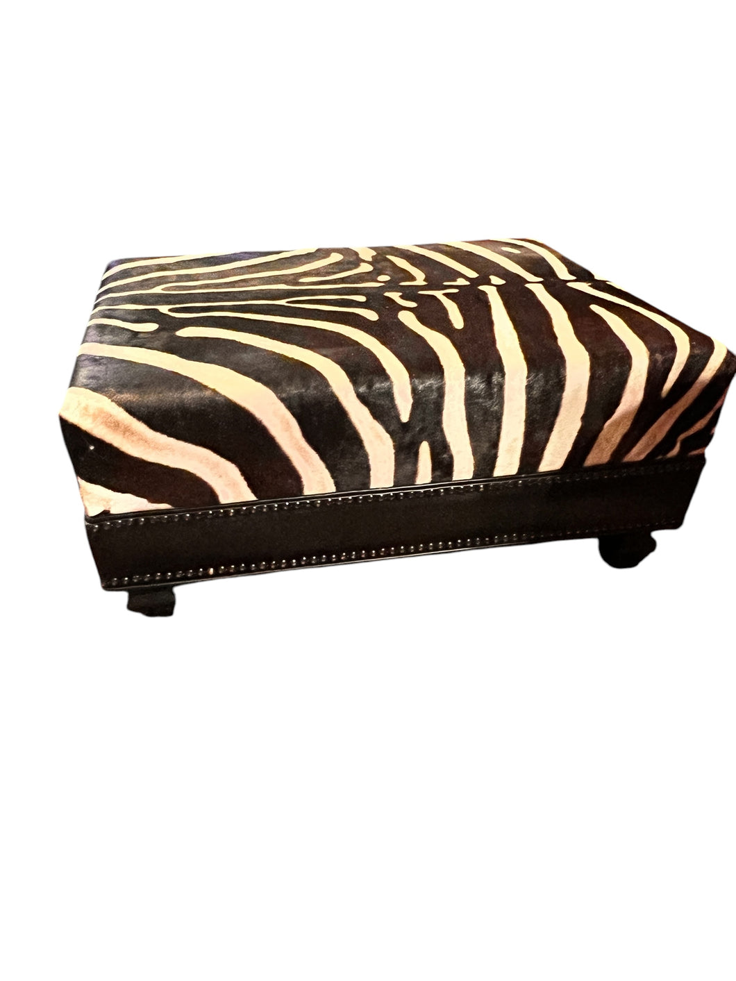 Genuine Zebra Hide Cocktail Ottoman