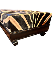 Genuine Zebra Hide Cocktail Ottoman