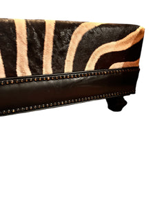 Genuine Zebra Hide Cocktail Ottoman