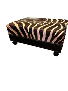 Genuine Zebra Hide Cocktail Ottoman