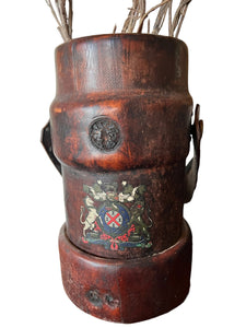 Antique English Leather Cordite Canister - Vintage AnthropologyVintage Anthropology