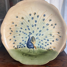 Load image into Gallery viewer, Antique French Majolica Ironstone peacock plate - Vintage AnthropologyVintage Anthropology