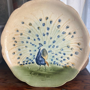 Antique French Majolica Ironstone peacock plate - Vintage AnthropologyVintage Anthropology