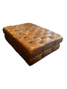 Restoration hardware, Cambridge Chesterfield, Leather Tufted, cocktail ottoman - Vintage AnthropologyVintage Anthropology